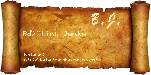 Bálint Janka névjegykártya